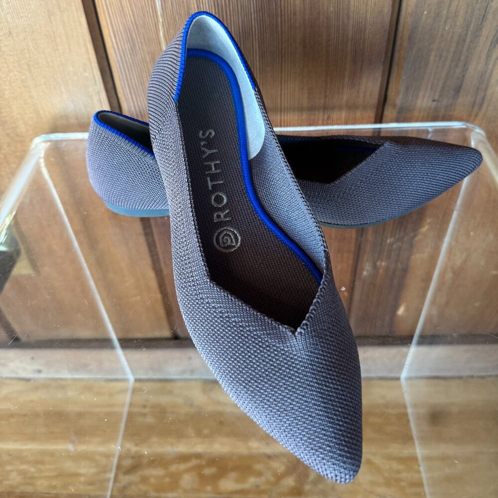 Rothy’s The Point Flats Cloud Grey Birdseye Pointed Toe | Size 7 Womens